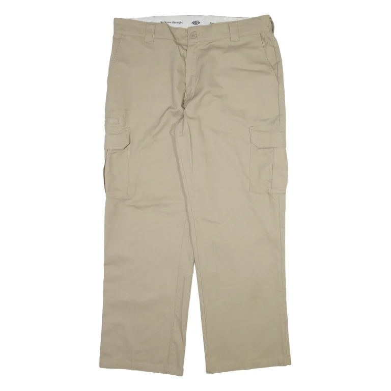 DICKIES Cargo Mens Trousers Beige Relaxed Straight W38 L32