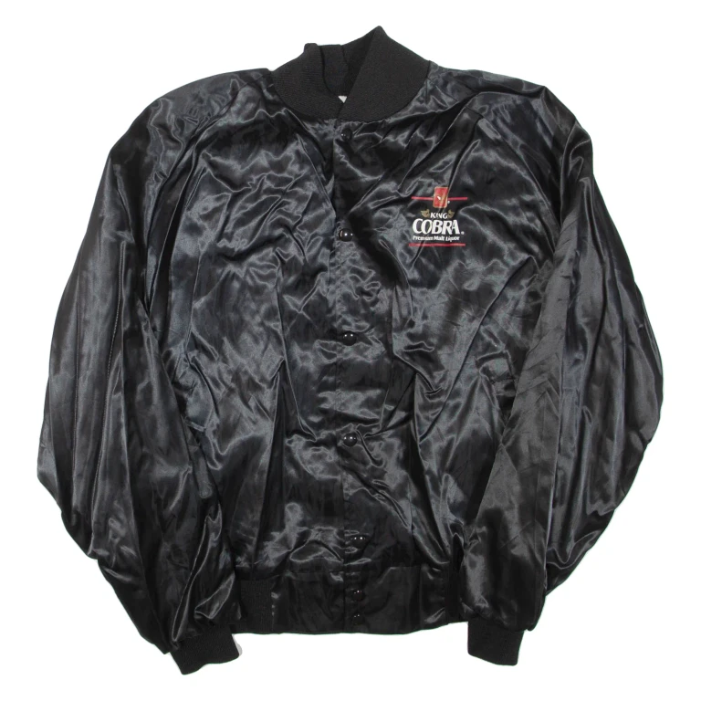 King Cobra Premium Liqour Mens Bomber Jacket Black Nylon L