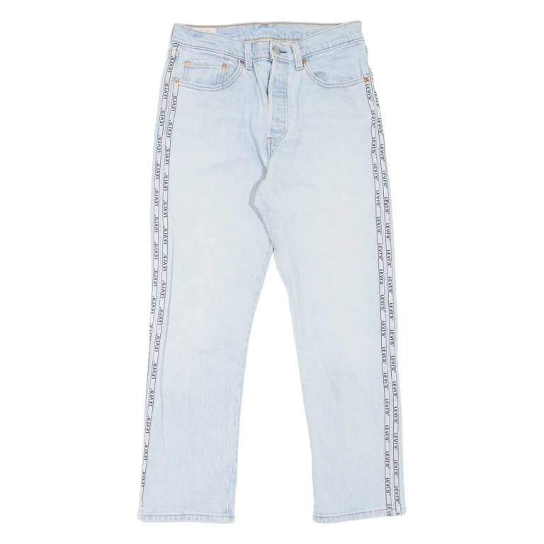 LEVI'S 501 BIG E Jeans Spell-Out Womens Blue Straight Stone Wash W27 L26