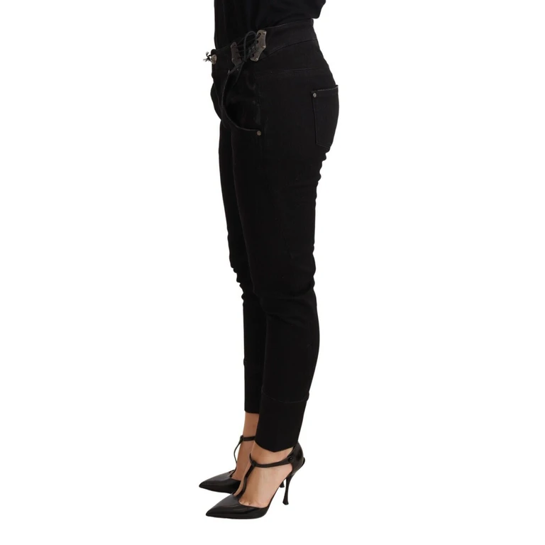 Ermanno Scervino Black Low Waist Skinny Slim Trouser Cotton Jeans - Women