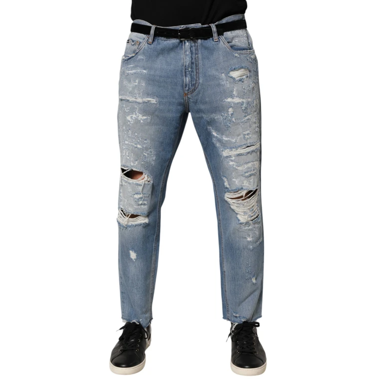 Dolce & Gabbana Blue Distressed Ripped Denim Trouser Jeans Cotton - Men