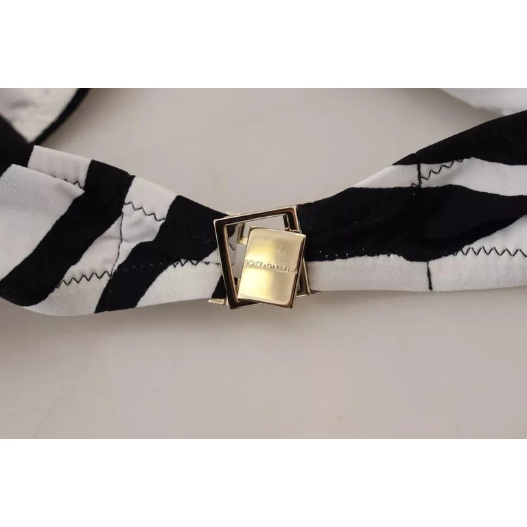 Dolce & Gabbana Black White Zebra Bandeau Swimwear Bikini Top And Nylon Elastane - Women