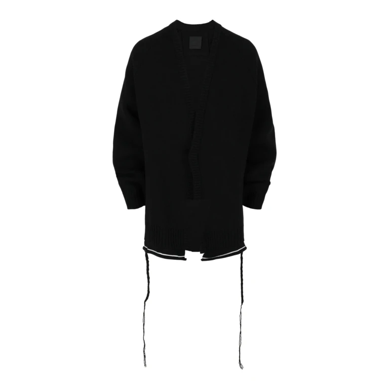 Striped-Trim U-Lock Cardigan