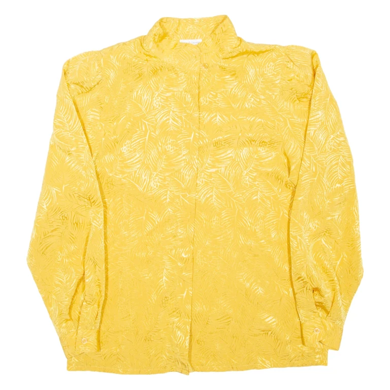 SERGIO DI LAURENTI Womens Printed Blouse Yellow High Neck Long Sleeve M