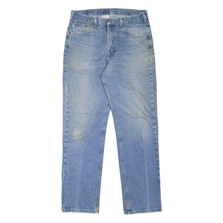 CARHARTT Workwear Mens Jeans Blue Regular Straight Stone Wash W34 L34