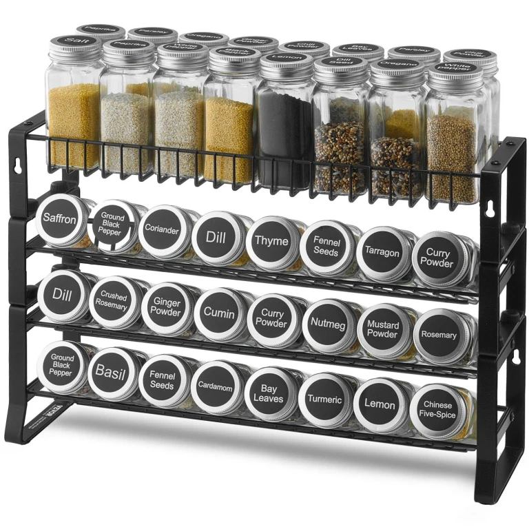 Spice Rack Organizer for Cabinet Kitchen Countertop Seasoning Organizer 18x11 in - Black