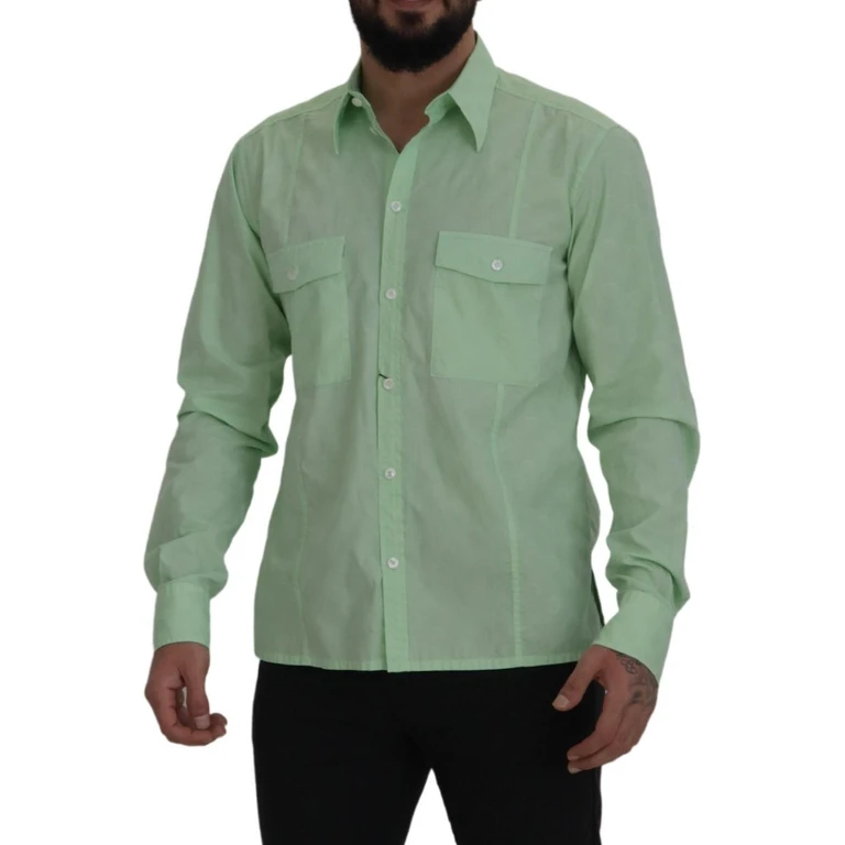Dolce & Gabbana Mint Green Long Sleeves Button Down Shirt Cotton - Men