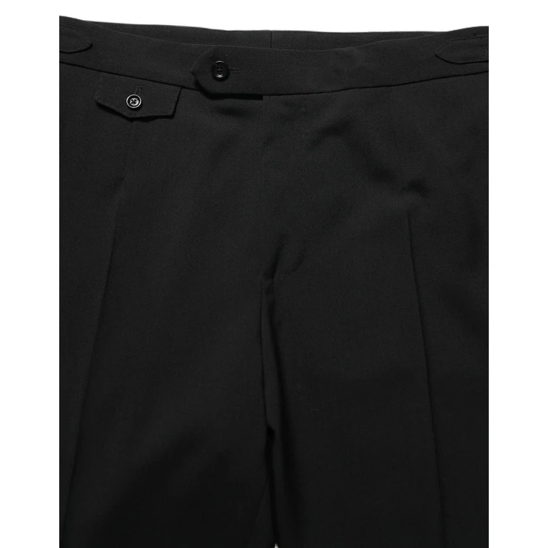 Dolce & Gabbana Black Tapered Leg Men Dress Trouser Pants Polyester Wool Elastane - Men