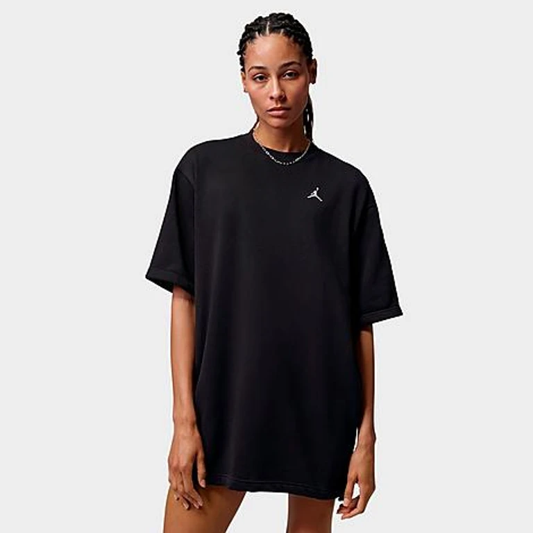 Women's Jordan Brooklyn Fleece T-Shirt Dress in Black/White Size: XS