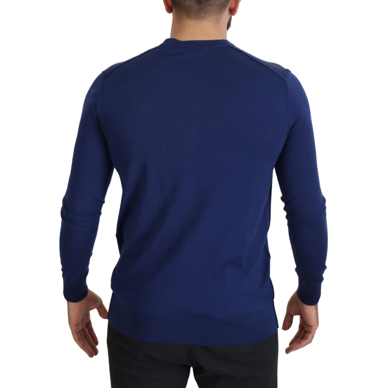 Dolce & Gabbana Blue Wool V-Neck Button Down Cardigan Sweater Virgin Clothing - Men