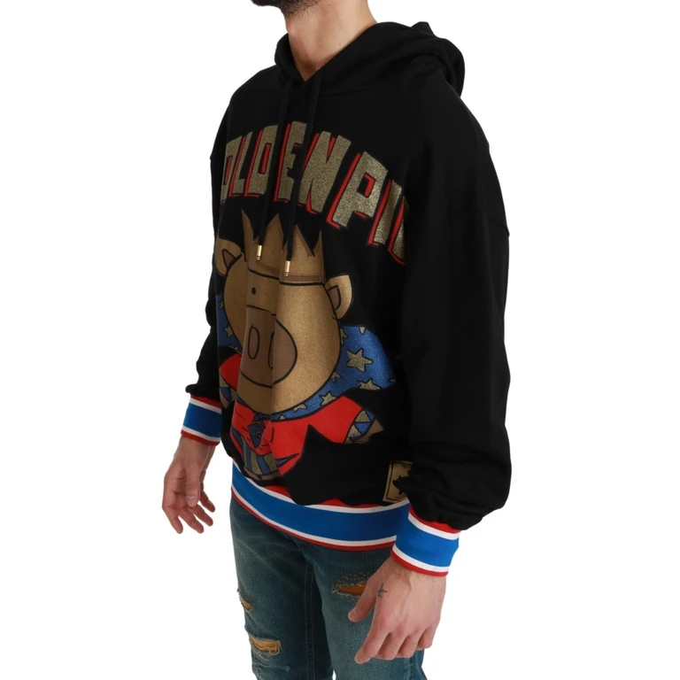 Dolce & Gabbana Black Sweater Pig Of The Year Hooded Cotton Clothing - Men