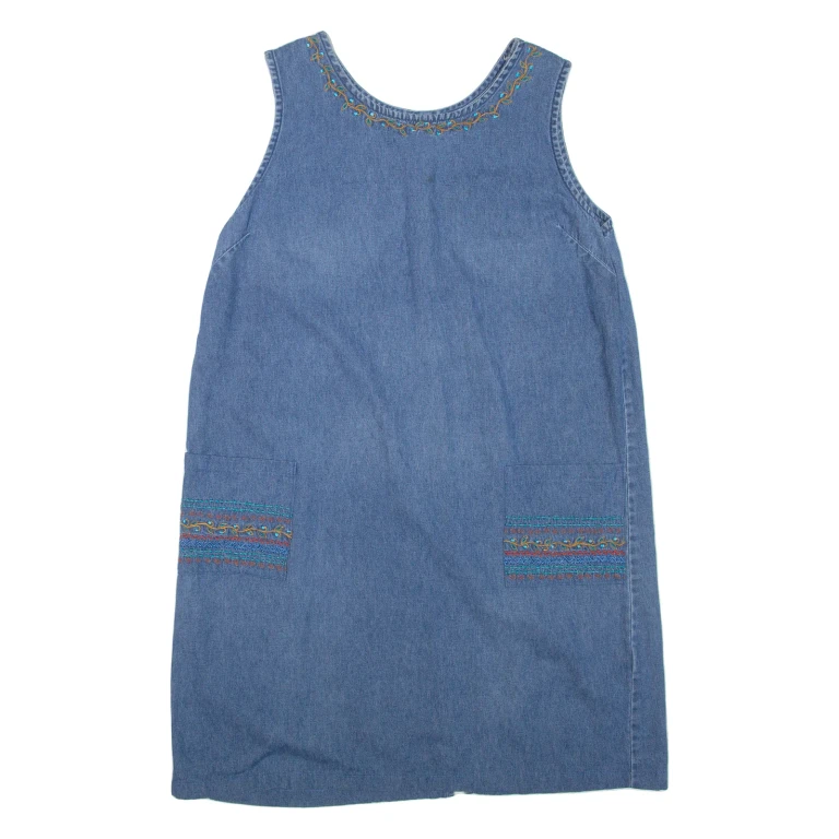 ERIKA Womens Shift Dress Blue Denim Sleeveless Short L