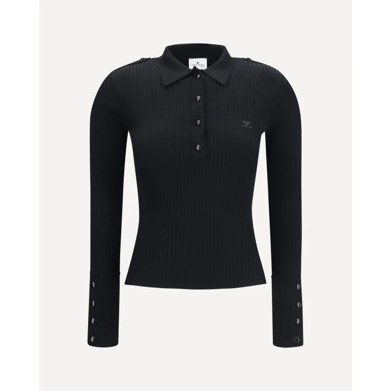 COURRÈGES Ribbed knit Polo Shirt Female M