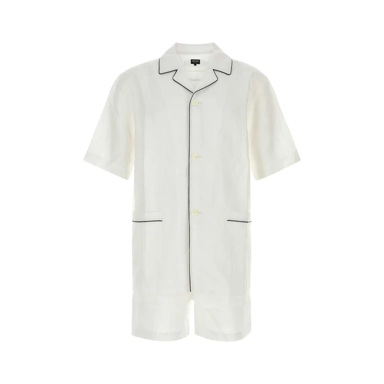 Zegna White Linen Pyjama N01 Exterior: Maglie - Men
