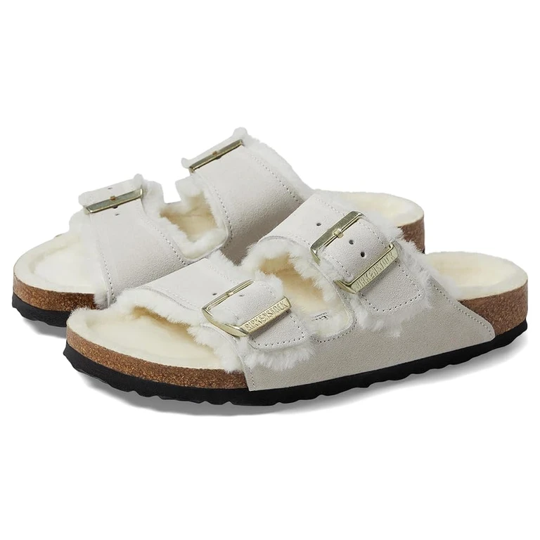 Arizona Suede Dual-Buckle Slide Sandals