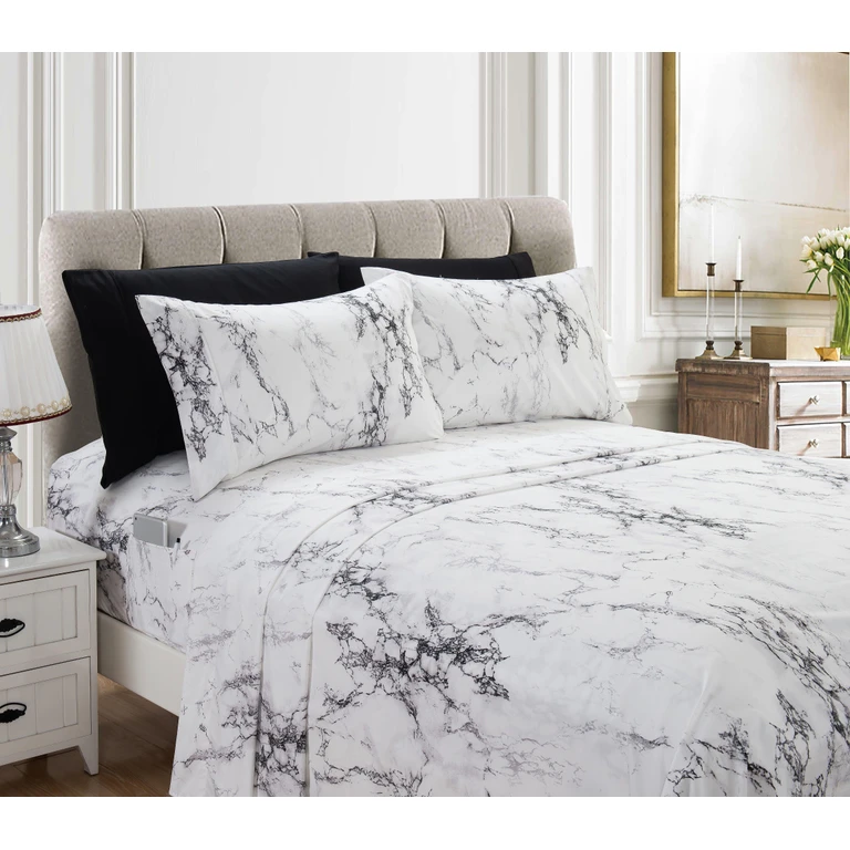6-Piece Marble Printed Pattern - Soft as a Hotel Premium Quality