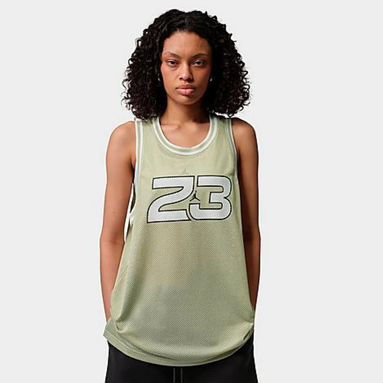 Nike Women's Jordan Brooklyn Jersey in Olive Aura/Black Size: XS