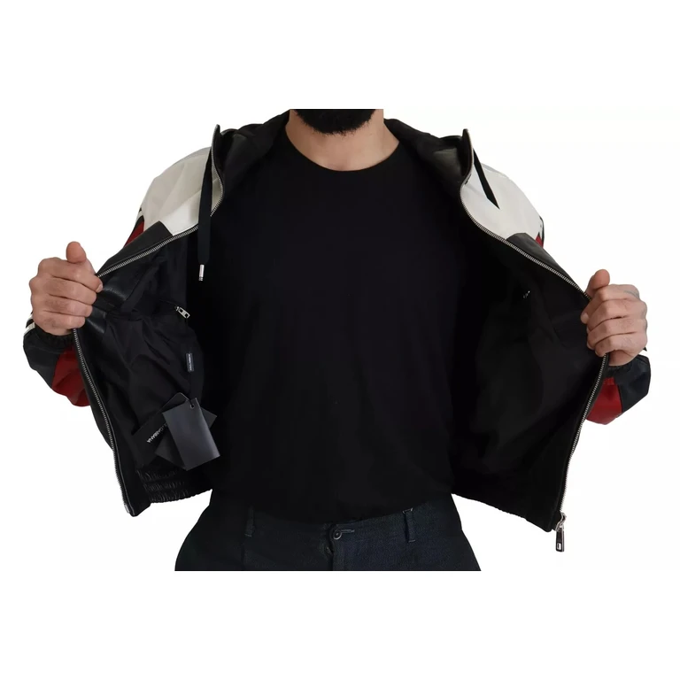 Dolce & Gabbana Black Leather Hooded Blouson Jacket Clothing - Men