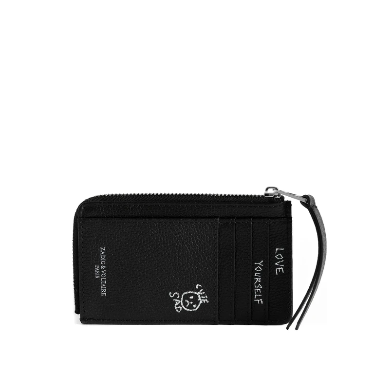 Graffiti-print Pebbled Cardholder