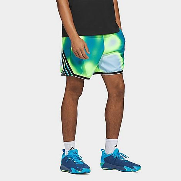 adidas Men's Crazy Lite Allover Print Basketball Shorts in Shock Cyan Size: S 5