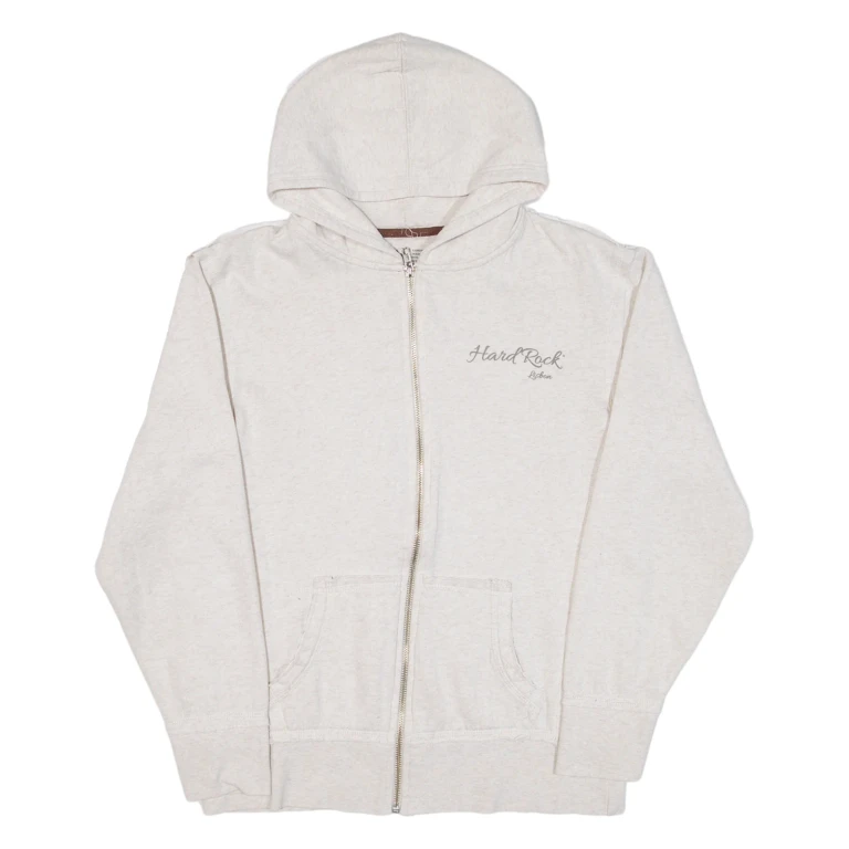 HARD ROCK CAFE Lisbon Womens Grey Hoodie Full Zip L