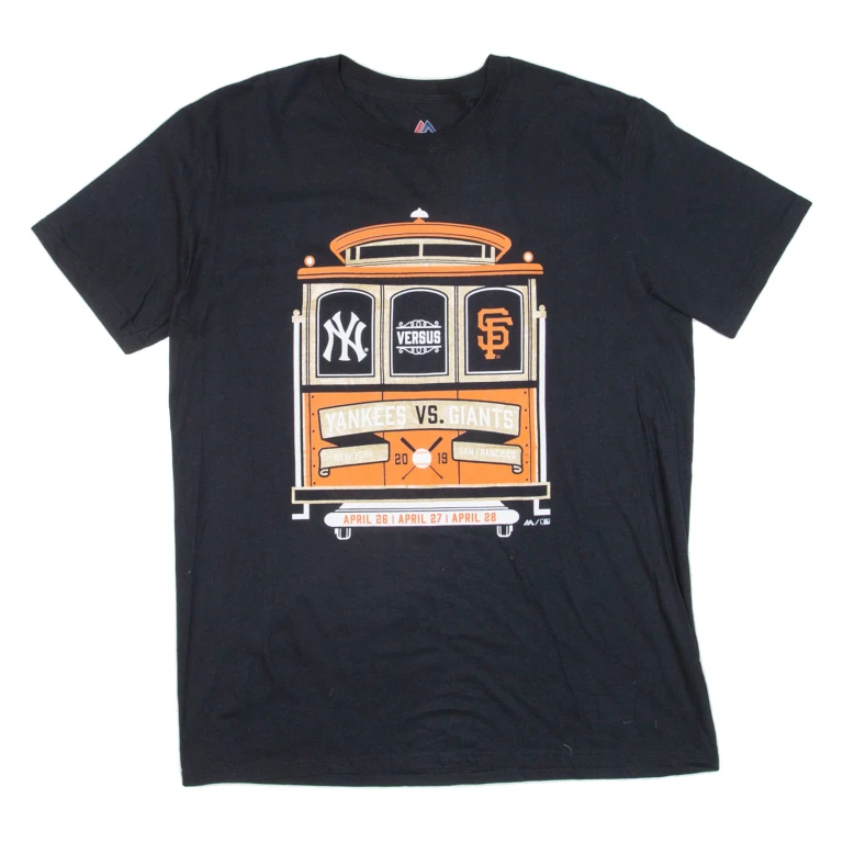 MAJESTIC Yankees Vs Giants Mens T-Shirt Black USA L