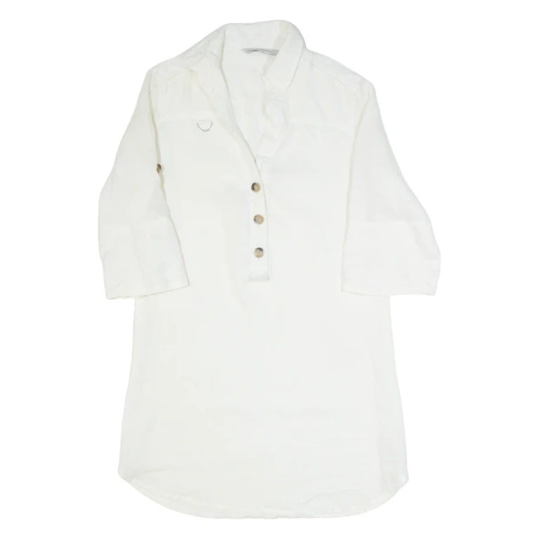 ZARA BASIC Oversized Womens Shirt Dress Cream Knee Length M
