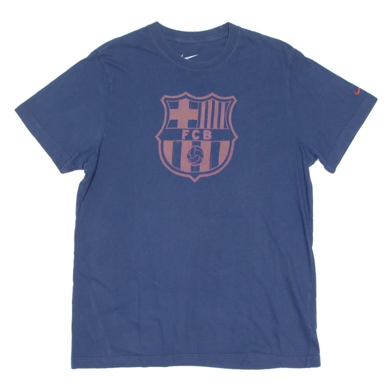 NIKE BARCELONA FC Mens T-Shirt Blue Crew Neck XL
