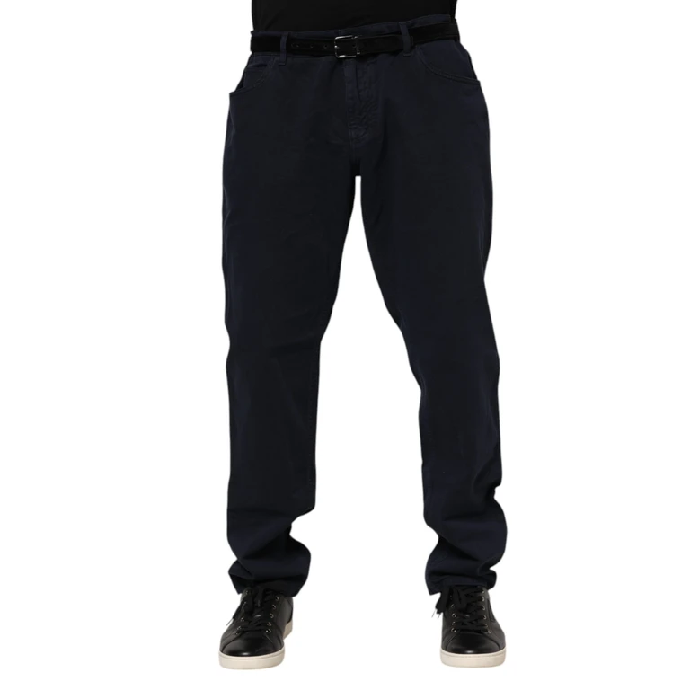 Black Cotton Tapered Denim Jeans Elastane Clothing - Men