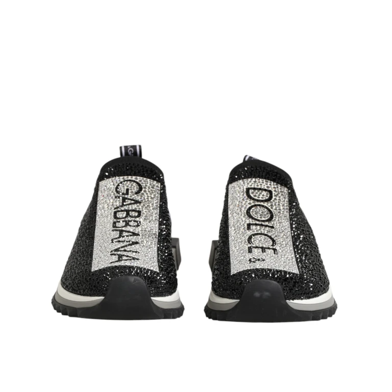 Dolce & Gabbana Black Silver Slip On Sorrento Sneakers Shoes 10+pa+pl+vi - Women