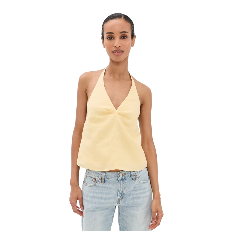 STAUD Corso Linen Top Butter XL