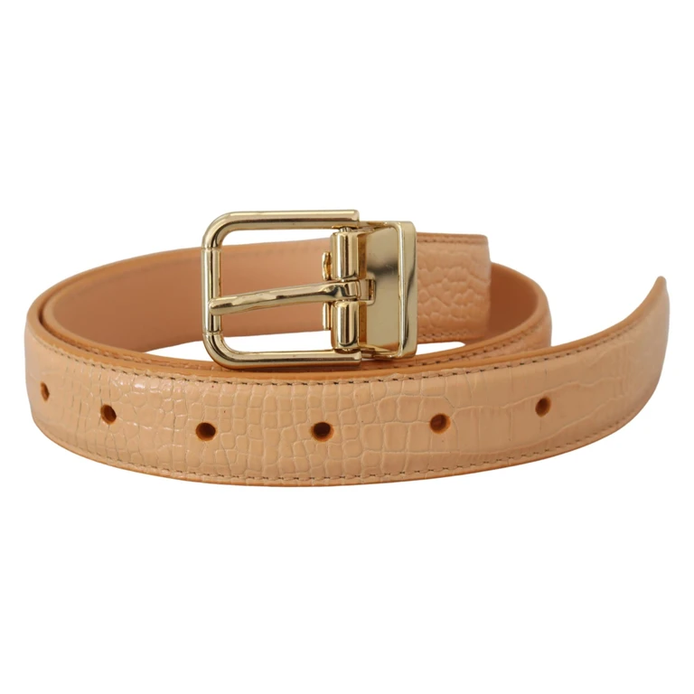 Dolce & Gabbana Beige Exotic Leather Gold Metal Buckle Belt - Women