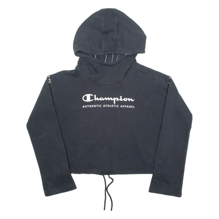 CHAMPION Cropped Womens Black Hoodie S