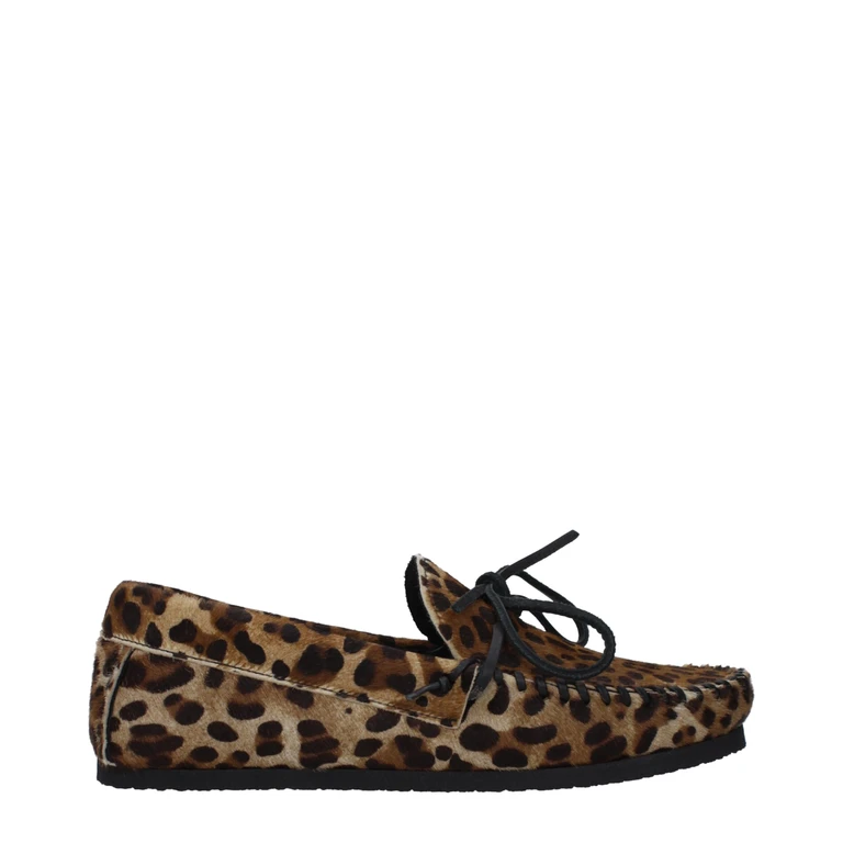 Brown Horsehair Slip-On Loafers - Women