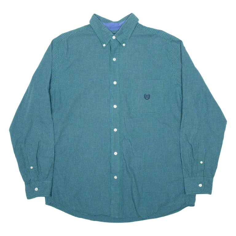 CHAPS Mens Shirt Blue Check Long Sleeve L