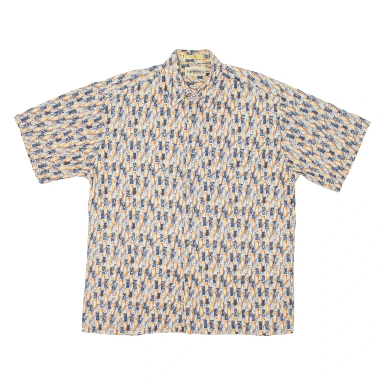 CAMPIA Mens Shirt Beige 90s Crazy Pattern M