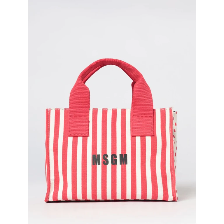 MSGM Striped and Polka-Dot Canvas Handbag with an Adjustable Shoulder Strap (4042MDZ12983RED)