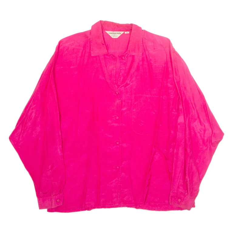 CHAQUE-FOIS BY GIAMA Womens Shirt Pink Collared Long Sleeve 90s M