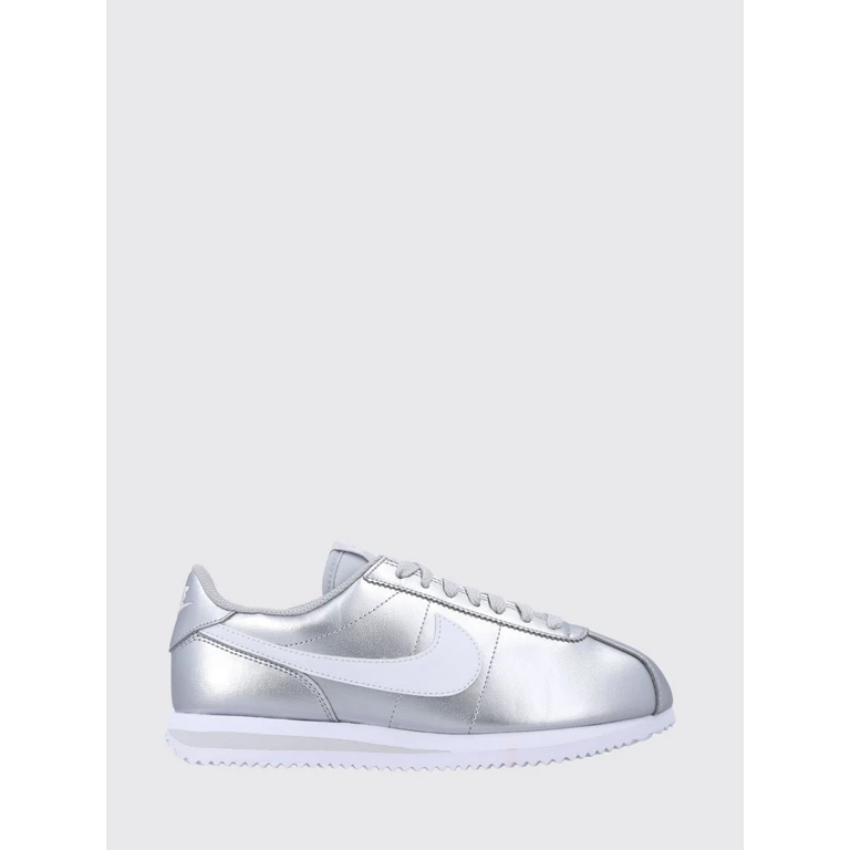 Cortez Laminated Leather Trainers with Swoosh Logo and Round Toe (IR0042001)