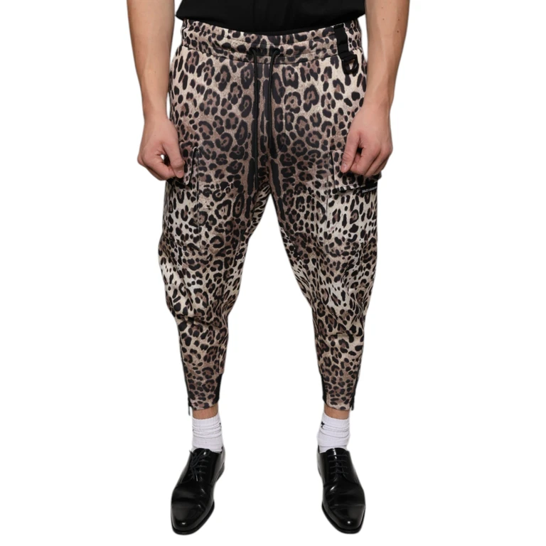 Brown Leopard Polyester Jogger Pants - Men