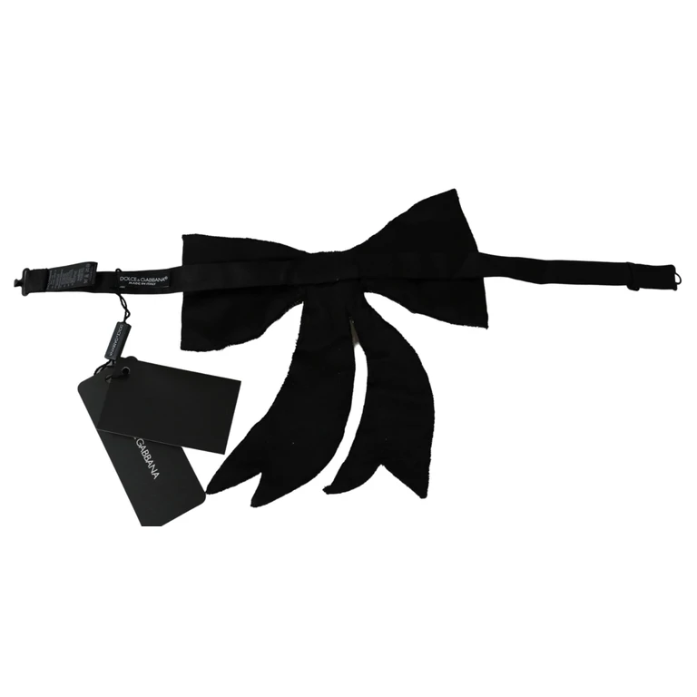 Dolce & Gabbana Silver Tone Silk Crystal Embellished Women Bowtie Accessory - Women