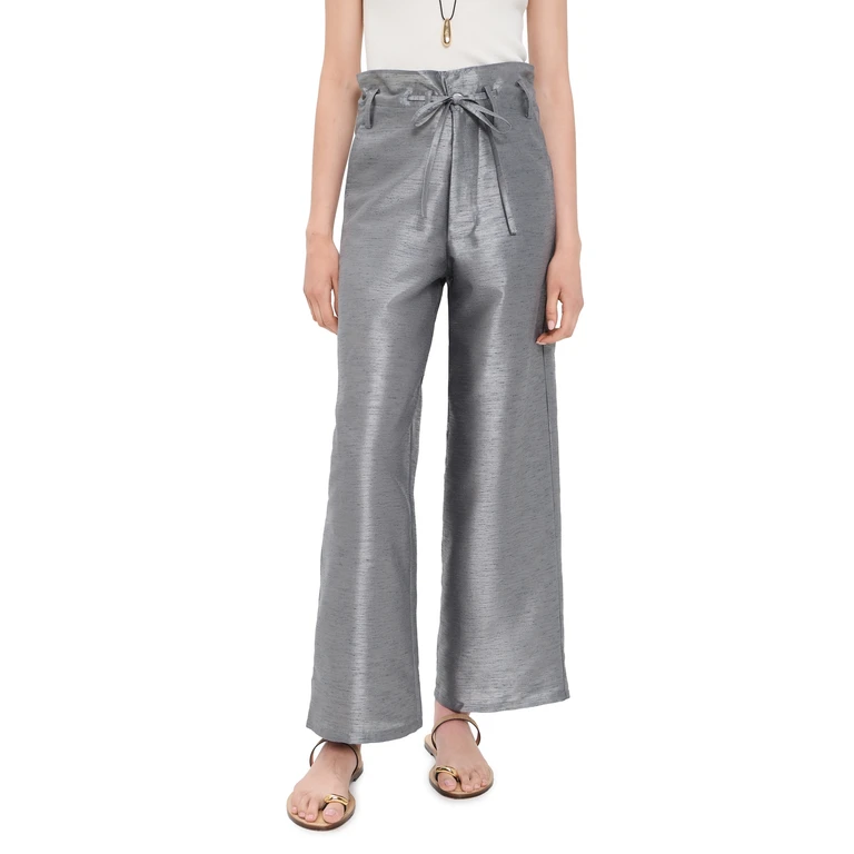 Chan Luu Techno Dupioni Straight Leg Pants Steel 1