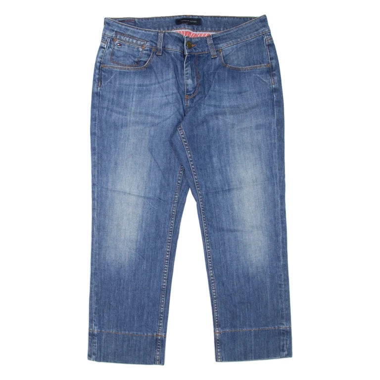 TOMMY HILFIGER Cropped Womens Jeans Blue Regular Straight Stone Wash W30 L23