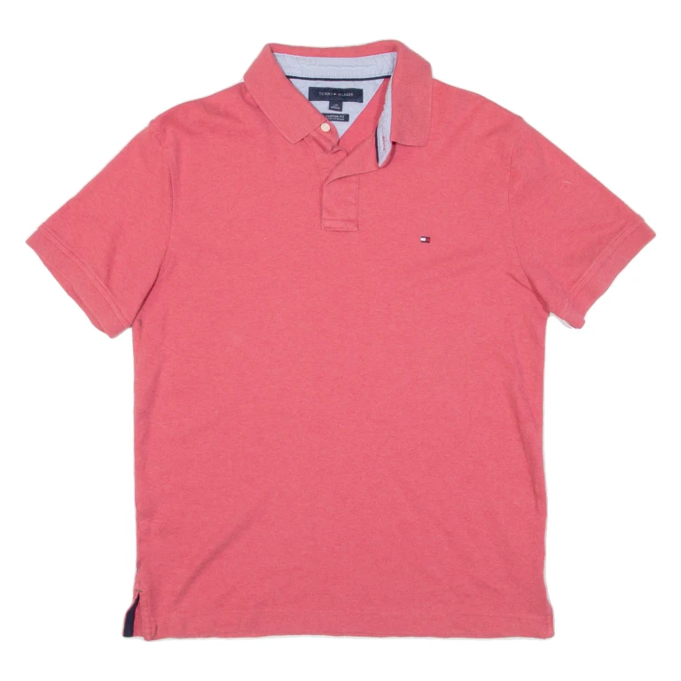 TOMMY HILFIGER Custom Fit Mens Polo Shirt Pink L