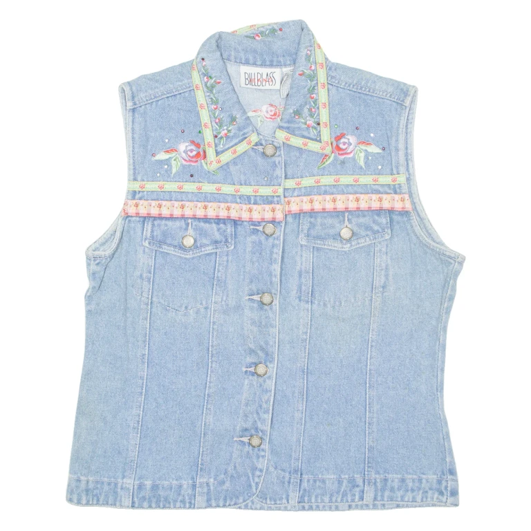 BILL BLASS Womens Denim Gilet Blue M