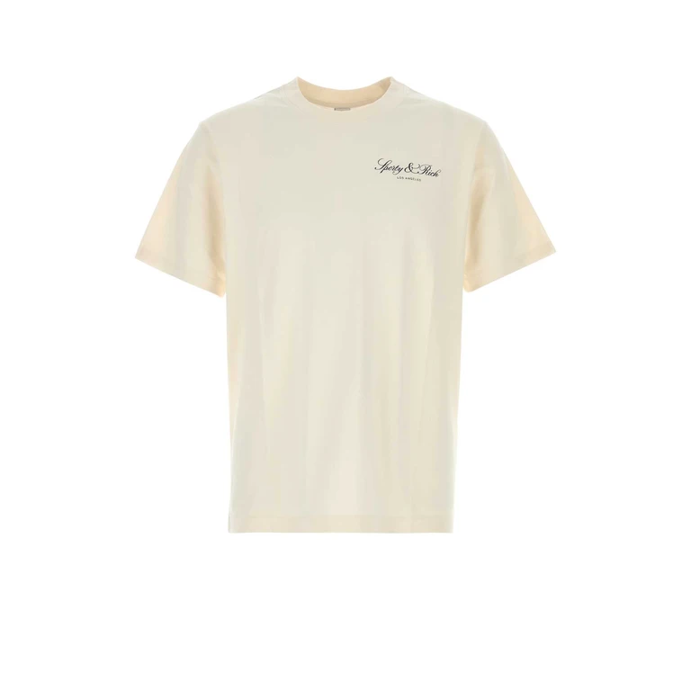 Sporty & Rich Ivory Cotton T-Shirt Ecrunavy Exterior - Men