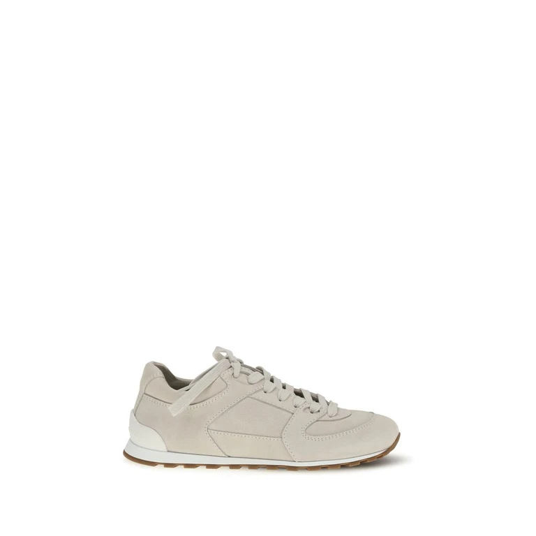 Brunello Cucinelli Beige Calf Leather Bos Taurus Low Top Sneakers - Women