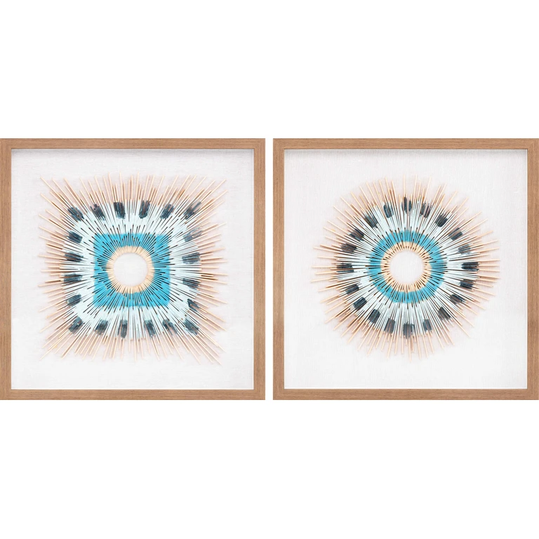 Yenice Natural Wood Geometric Wall Art Set Of Two - Clearance