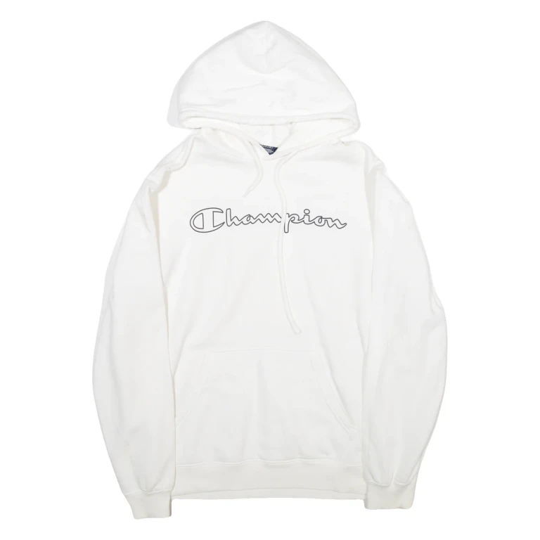 CHAMPION Womens White Hoodie L