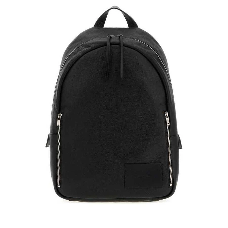 Black Leather Backpack 001 Zaini